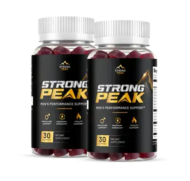 Two bottles of StrongPeak men's wellness gummies